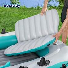 Bestway 65159 5 Person Inflatable Kayak - Durable PVC Material, Large Adventure Boat, Kit Format, Highly Buoyant And Stable - Includes Accessories For Lake, Coastal Fishing, Rafting, And Ice Fishing - Perfect! - 淺灰色 - 查看 7