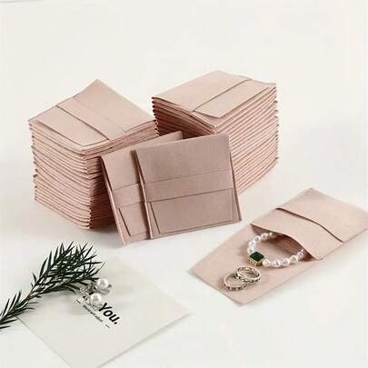 10个装珠宝收纳袋 - 优雅米色开口收纳袋，适用于项链、手链、耳环、戒指 - 非常适合礼品包装、旅行、居家或零售展示 - 奢华珠宝展示袋、珠宝收纳整理袋、旅行配件袋、精致设计、光滑质地、家居收纳、时尚收纳袋、优质材料、配件收纳袋、时尚爱好者。