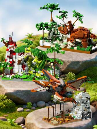 1000+PCS Dinosaur Building Blocks Set,Dinosaur Scene Building Blocks,Micro Particle Bricks Game Animals Model Assembly Toys For Adults,Creative Decorations,Gift Set,Holiday Gifts