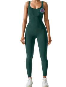 Jumpsuit For Women Workout Seamless Jumpsuits Yoga Ribbed One Piece Tank Tops Rompers Sleeveless Exercise Jumpsuits,Local Delivery - Xanh đậm - Xem 1