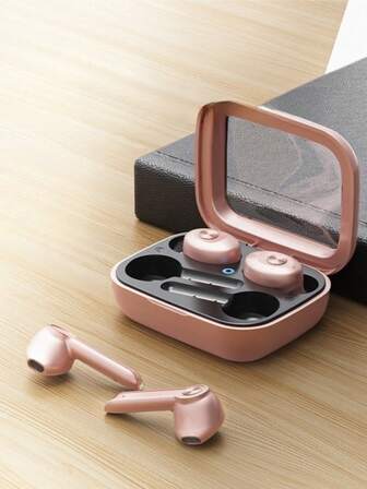  WoSD 双耳机，情侣耳机，带充电盒的双无线耳塞，LED 显示屏，触摸控制，隔音，长距离，可充电锂聚合物电池，兼容 Apple Android 设备