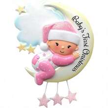 yGenerico Decoraciones Navideñas Esferas De Resina Primer Navidad del Bebe Colgante Árbol Navideño Decoracion Familiar Espejo Retrovisor Invierno Guirnalda Chimenea - Rosa - Ver 6