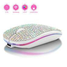 1个闪亮多彩可充电无线鼠标，2.4GHz+5.2GHz双模无线鼠标，水晶钻石镶嵌表面，符合人体工学设计，静音点击，兼容Windows/MacOS/iOS/Android/Linux系统。精致闪亮的无线鼠标，是送给她的完美礼物，生日、节日皆宜。 - 彩色 - 查看 16