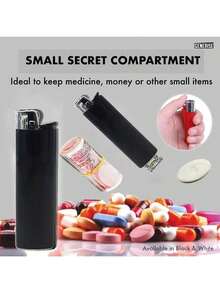 1个迷你假打火机（无火石）隐藏式储物盒，户外派对药品珠宝贵重物品安全盒（仅限小件物品），伪装成打火机 - 彩色 - 查看 6