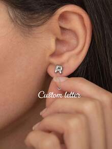 Customized Personalized Letter Balloon Earrings, Customized Bubble Jewelry, Women's Daily Wear Fade-Resistant Earrings, Personalized Letter Earrings, Handmade Jewelry Gift For Mom - Silver - View 2