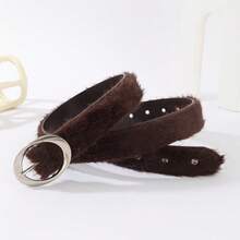 The New Autumn And Winter Collection Features A Rabbit-Like Plush Pink Light Luxury Belt, A Fashionable And Handcrafted Diy   Women's Belt - Hồng - Xem 4