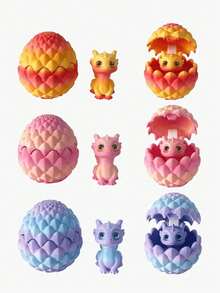 4/5pcs 3D Printed Crystal Little Dragon Egg Set, Flip Cute Little Dragon Realistic Dragon Egg, Creative Model Decoration, Suitable For Home And Office Decoration, The Best Toy Craft Gift For Men And Women(Random Eye Color) - Multicolor - View 4