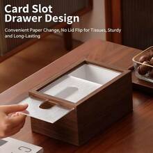 1 Stück Taschentuchbox in Walnussfarbe, Holzfarbene Papierbox für Wohnzimmer, Tischablage, Aufbewahrungsbox, Badezimmer, Heimdekoration, Taschentuchbehälter, Küchenausstattung - Verschiedenfarbig - Übersicht 4