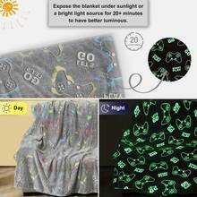 Game Blanket Suitable For Sofa Beds. Ideal As A Gift For Halloween, Christmas, And Birthdays. Suitable For Infants And Children, It's A Cute Blanket. The Luminous Blanket Is Made Of Soft And Comfortable Flannel, For Both Boys And Girls. - Blue-gray Game Controller - View 11