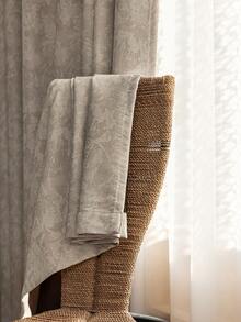 1pc European Chenille Jacquard High-End Blackout Curtain, Suitable For Luxury Living Room, Bedroom, Villa Balcony, High-Quality Blackout Curtain, 84 Inches Long - Camel - View 6