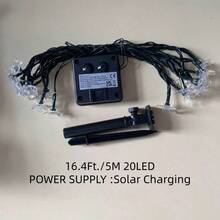 1 Pack Solar Powered Fairy String Lights, Waterproof Outdoor Solar Flower Lights, 20/50/100 LED Solar Blossom String Lights - 8 Lighting Modes, Suitable For Garden, Yard, Fence, Christmas Tree, Etc. To Create Ambiance. Can Be Used For Outdoor Patio, Balcony, Fence, Stairs, Lawn Decor, Christmas, Halloween, New Year And Other Holiday Decorations (Multi-Color/Purple/Warm White/White)