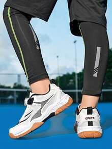 1 Pair Kids' Spring/Autumn Badminton Shoes, Lace-Up, Mesh Upper, Non-Slip Rubber Sole, Adjustable Rotary Buckle, Easy On/Off, Suitable For Daily Sports, Badminton Matches, Multi-Scenario Sports Shoes - Multicolor - View 7