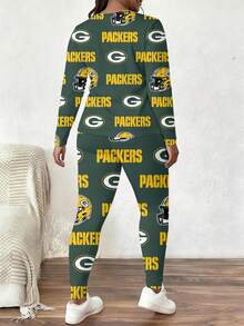 Gre-En Bay Pack-Ers  Women's Long-Sleeved Leggings Set For Rugby League, Plus-Size Women's T-Shirts And Leggings Sportswear, Christmas, Halloween, And BirthdayValentine's Day Gifts. - phong cách - Xem 3