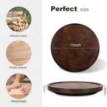 Wood Lazy Susan Organizer Kitchen Turntable For Cabinet Farmhouse Bathroom Decor Round Decorative Tray For Vanity, Counter, Sink, Coffee Table, 10 Inch, Brown - ColorD - 查看 5