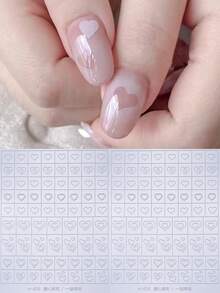 2 Sheets Airbrush Stencils Nail Stickers Sweet Heart Heart Romantic Valentines Hollow Nail Art Sticker Decals Printing Templates Stencil Tool Manicure Tips Decoration Nail Supplies - Clear - View 8