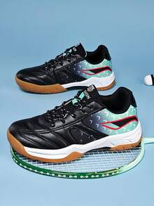 1 Pair Kids Boys' Professional Badminton Shoes, Rubber Non-Slip Sole, Microfiber Material, Fashionable Contrast Color Lace-Up Design, Easy On/Off, Sports Sneakers For Training & Competition - Multicolor - View 4