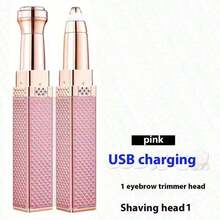 2-In-1 Electric Eyebrow Trimmer Suitable For Women's USB Rechargeable, 2-In-1 Shaver And Eyebrow Trimmer, Suitable For Eyebrows, Cheeks, Chin, Armpits, Legs, Hands, Mini Hair Remover And Lipstick Shaped Epilator Cordless Shaver, Ideal Women's Gift - 彩色 - 查看 10