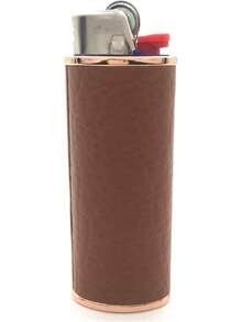 Metal Leather Lighter Cover Holder Full Size Lighter Type J6 Red - 棕色 - 查看 10