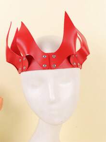 1 peça Coroa de Rainha Sexy em Couro PU Vermelho, Ideal para Fantasias de Festas Festivas, Carnaval, Natal e Dia dos Namorados. - Vermelho - Ver 3