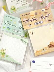 100pcs Afternoon Leisure Illustration Memo Pad, Seine Breeze Series, Suitable For Gifts, Office, Home, Marking, Labels, Classrooms, Entertainment Toys, Student Journals, Creative Vintage Decor Stickers