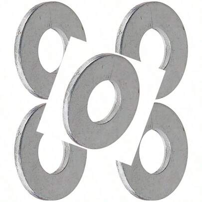 Steel Flat Washer Zinc Plated Finish ASME B18.22.1 No. 10 Screw Size 1/4" ID 9/16" OD 0.049" Thick Pack Of 100