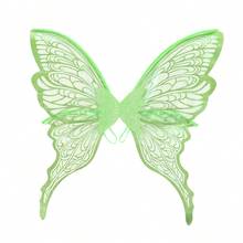1件/4件装仙女蝴蝶翅膀，嘉年华派对表演道具，闪亮蝴蝶翅膀婚纱天使翅膀，女士嘉年华服装配饰，金箔彩色翅膀花朵头箍精灵耳朵 - 彩色 - 查看 18