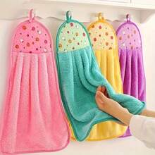 3/10pcs Coral Velvet Fleece Fingertip Towel Set Bathroom Supplies With Hanging Loop For Hand Drying, Dishwashing And Bathroom Use, Tea Towel, Soft Hand Towel, Absorbent Cloth Dishcloths, Hanging Cloth, Kitchen Accessories
