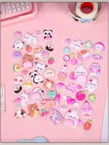 4/2片装柔软可爱造型贴纸，创意3D动物造型减压贴纸，萌趣3D泡泡动物贴纸，可用于装饰笔记本电脑、水杯、记事本，是送给朋友、生日、节日、圣诞节、万圣节的完美礼物（颜色和图案随机） - 彩色 - 查看 1