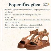 Sandalia Feminina Flatforn com Aplique Enfeite na Tira Taxas Fivela Moda Verão Confortável Novidade - Branco - Visão 8