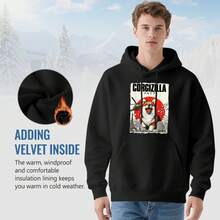 Puppy Dog CorgiZilla Parody Japanese Art Corgi Dog Mom Dad Hoodie,Loose-Fit Unisex Style Hoodies,Soft And Breathable Fabric, Loose Style, Perfect For Concerts And Hiking Trips - Style 28 - View 5