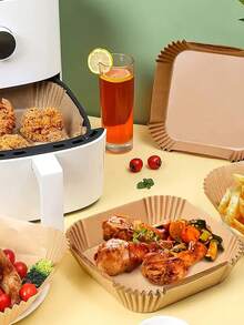 50pcs Square Air Fryer Parchment Paper Liners, Non-Stick Baking Paper For Microwave, Oven And Grill, Ideal For Chicken, Fries, Pastries - Essential Cooking Supplies - Multicolor - View 6