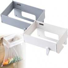 New Foldable Trash Bag Holder Wall Mounted Foldable Kitchen Trash Can Hanging Magnetic Closure Hanger Racks No Drill Collapsible Hanging Garbage Bag Rack for Table Side Bathroom Toilet Mixed 2*Pcs - Mezclado - Ver 2
