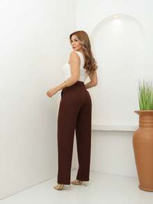 MISS RABBIT WOMEN Dress Pants S\38 M\40 L\42 GG\44 L1\46 L2\48 L3\50 - 咖啡棕 - 查看 5