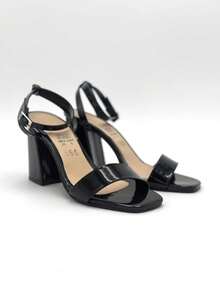 Sandalias de tacón elegante - Negro charol - Ver 2
