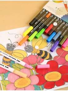 24/36/48支双头美术马克笔套装，适用于艺术家细头和毛笔，颜色随机，学生返校及成人书籍装饰绘画工艺套装礼品 - 彩色 - 查看 4