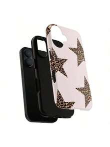 Leopard Star Phone Case Pale Pink Cheetah Print Tough Phone Case Compatible With IPhone 17 Pro Max 16e 15 Pro Max 14 Plus 14 Pro 13 12 11.Christmas Accessories. Christmas Decoration Christmas Phone Case 16 Promax Case Luxury Leopard Print Shell Texture Phone 16 Case Red Lipped Phone Case - Pink - View 3