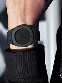 1pc Student Casual Quartz Wristwatch, Suitable For Daily Wear Or As A Gift - Black - View 5