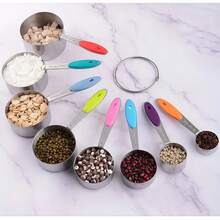 13-Piece Measuring Cup And Spoon Set - 8 Cups And 5 Spoons With Measuring Device, Stainless Steel, Perfect For Cooking And Baking - Stackable, Suitable For Dry And Wet Ingredients - Baking/Cooking Tools, Kitchen Gadgets, Father's Day Gift Recommendation - Durable Kitchen Essentials - Colorful Set - View 10
