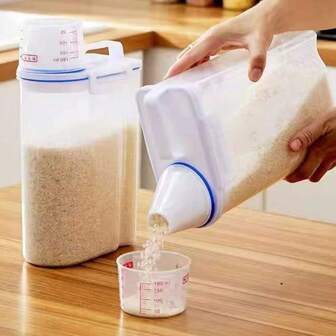 Plastburk för spannmål, flingbehållare för kök, genomskinlig lufttät mjölbehållare med lock