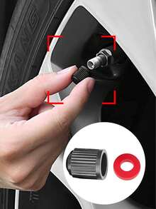 20pcs Plastic Black Car Tire Valve Stem Caps With O-Ring Rubber Seal, Round Top Dustproof Valve Stem Caps For Car, Motorcycle - Black - View 2