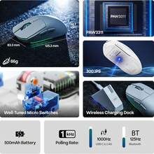 Chuột chơi game không dây AJAZZ AJ139 V2 MC, Đế sạc RGB, Chip 3311, DPI 12000, Hỗ trợ tốc độ báo cáo 1000Hz, Pin sạc lâu dài, Có thể sạc lại [Cấu hình chính thức] - Sản phẩm chính hãng AJAZZ - Xem 8