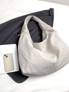 lulu kewen Große Umhängetasche für Frauen, Große Kapazität einfarbige Damen Umhängetasche, Lässiger japanischer Stil Damen Shopper, Multifunktionale Rucksack für Studenten, Einfache und stilvolle Damen Handtasche, Einkaufstasche, Modische Damen Tasche, Leicht und faltbar Reisetasche, mit Reißverschlusstasche. - Weiss - Übersicht 11