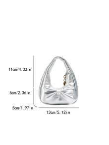 1pc Girl's Bow Decor PU Leather Mini Handbag, Zipper Closure, Casual Cosmetic/Coin Purse, Suitable For All Seasons Daily Use