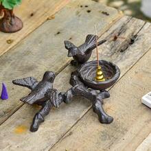 DSungmor Vintage Cast Iron Tealight Candle Holder Lovely And Beautiful Birds Nest Design Unique Tabletop Shelf Home Decor Pieces Small Birds Statue Candle Holders Coffee Table Centerpieces Decor - 鄉村棕色 - 查看 5