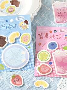 80pcs Assorted Fireworks Life Illustration Sticky Notes, Energetic Kitchen Series, Suitable For Gifts, Office, Home, Marking, Labels, Classrooms, Entertainment Toys, Student Journals, Creative Vintage Decor Stickers