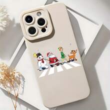 2026 nueva funda de teléfono mate, funda de teléfono con diseño de personajes navideños cruzando la carretera para modelos de  17 y , protector de teléfono, funda de pareja, regalo para novio y novia, presente de vacaciones - Negro - Ver 6