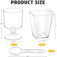 Mini Plastic Dert Cups With Spoons 200 Pcs Serves 100 5 OZ Square And 5 OZ Goblet Dert Shooters Small Party Serving Cups For Parfait Appetizers Dert Shot Glasses Set - SquareGoblet100Pack - Xem 2