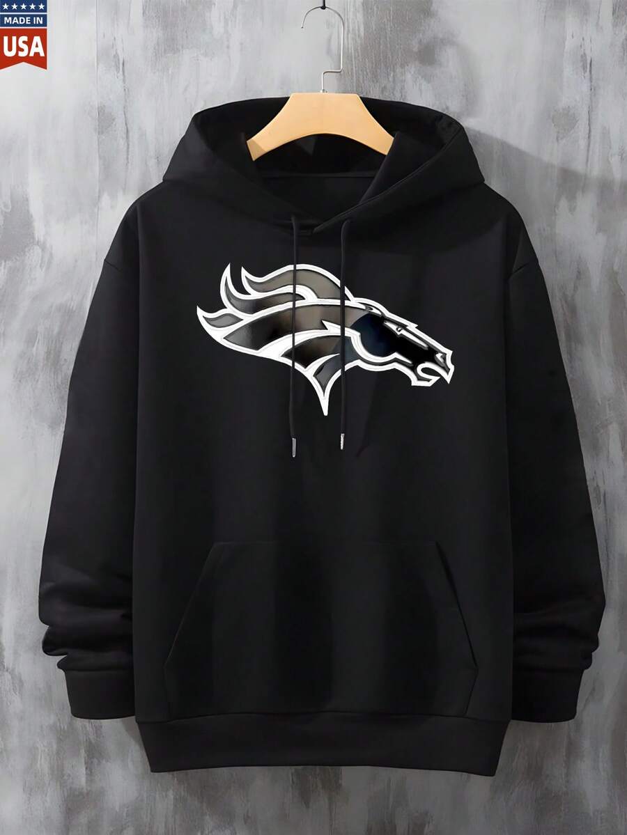 Denver Broncos Hoodie Black Sweatshirt With Team Logo Pullover Hooded Jacket For Men And Women  Fan Apparel Made In Usa - màu đen - Xem 1