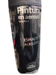 Pintura en aerosol. Esmalte acrílico. Secado rápido alto poder cubriente. Spray. Lata pintura 400 ml. amarillo fluorescente  y negro mate - Negro mate - Ver 2