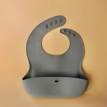 Washable Waterproof Silicone Baby Feeding Bib - Gray - View 6